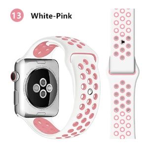 NEW Pink WHITE Sport Silicone Band For Apple Watch